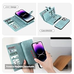 TwoHead for iPhone 14 Pro Max Wallet Case with Card
