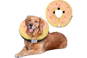 MCHY Waterproof Inflatable Dog Cone,Adjustable Recovery Collar for Dogs After Surgery,Prevent from Biting & Scratching,Not Block Vision (Donut Yellow L)
