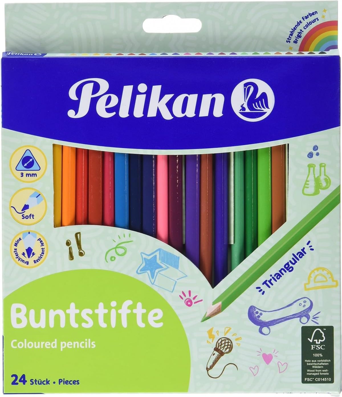 Pelikan 700122 Colouring Pencils Triangular Pack of 24 FSC
