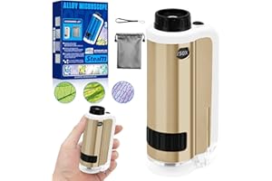 Pocket Microscope for Kids, SETFLAGS Kids Microscope, STEM & Science Toys, 100x-250x Zoom Portable Handheld Alloy Miniscope, Little Scientist Science Kit, Gifts for Ages 6+