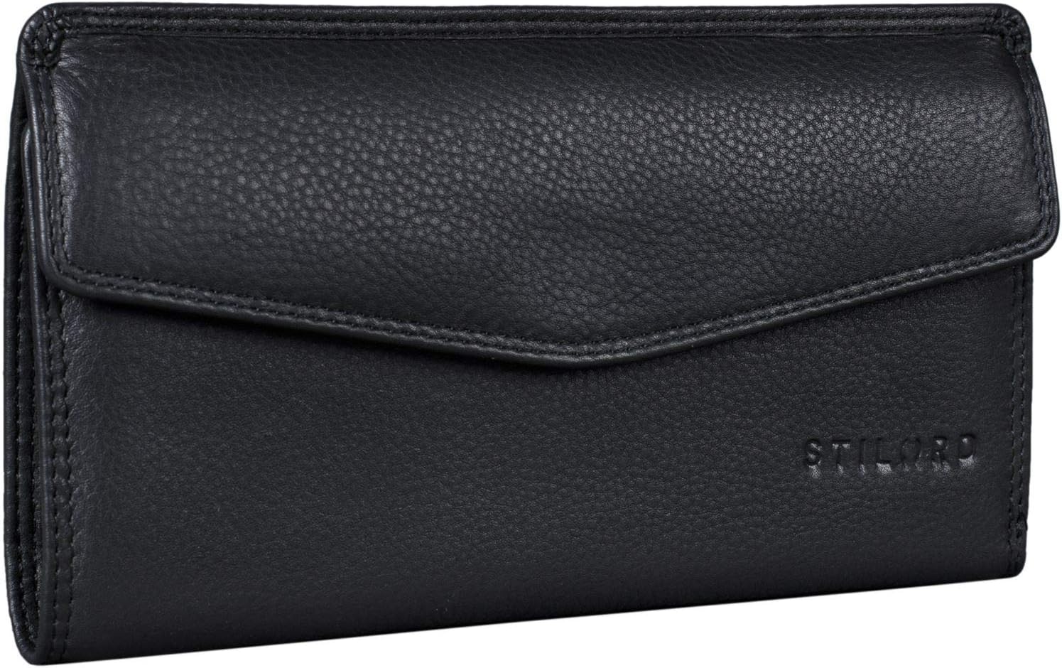 STILORD 'Gloria' Leather Wallet Ladies RFID and NFC Protection with 14 Credit Card Slots and Gift Box Purse for Women Colour:Black - Image 4