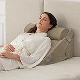 Ruqmuis 3PCS Wedge Pillow Set for After Surgery, Adjustable 9&12 Inch Bed Wedge Pillow for Sleeping, Incline Pillow Wedge for Headboard, Post Surgery, Acid Reflux, Neck&Back Support, Plush Brown