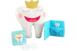 Tickle & Main Tooth Fairy Pillow Kit - 3-Piece Set, 9 x 8 in Felt Cover - Holder Pocket, Interactive Notepad & Photo Pouch - Boys Kit & Gifts for Girls Ages 5-10
