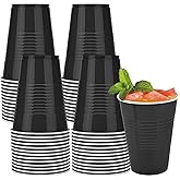 Kochorie 50 Pack 16 Ounce Disposable Plastic Cups Black Plastic Party Cups Heavy Duty Drinking Cup Bulk for Party Halloween Graduation Wedding Birthday Festival Supplies