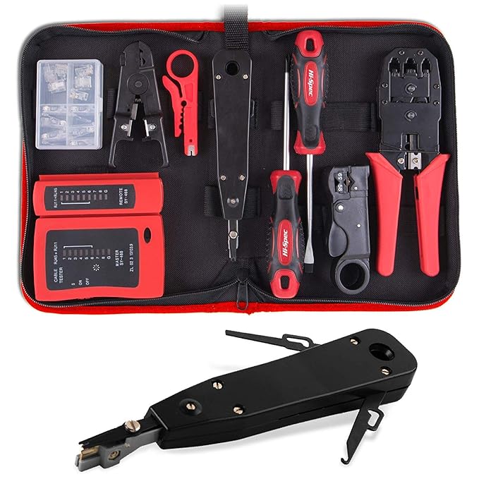 Hi-Spec 19-teiliges Netzwerk & Computer Wartungs- & Reparatur-Set für Profis in Reißverschluss-Etui - ideal für Tests und Pro