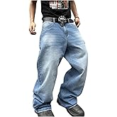 SHENHE Men's Wide Leg Jeans Vintage Baggy Jeans Casual Loose Fit Denim Pants with Pockets