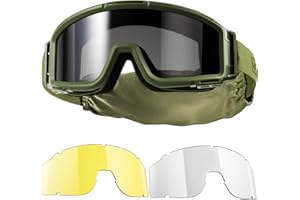 1TG Tactical Airsoft Goggles Anti Fog - Tactical Safety Glasses with 3 Impact-Resistant Lenses for Shooting, Skiing & Riding