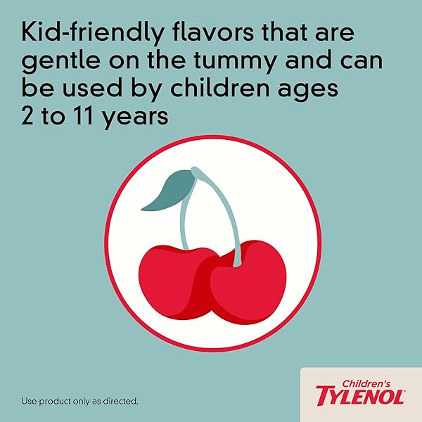 CHILDREN’S TYLENOL LIQUID PAIN RELIEF & FEVER MEDICINE, ORAL SUSPENSION, DYE-FREE, ACETAMINOPHEN, NO ASPIRIN, NO IBUPROFEN, NO HIGH FRUCTOSE CORN SYRUP; CHERRY FLAVOR, 8 FL. OZ.; PACK OF 1