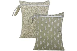 HAPPY FLUTE HappyFlute 2pcs Wet Bag Waterproof Bag Set-Cactus and Animal Pattern Wet Bag for Towels,Diaper Bag,Swim Bag,Beach Bag,Gym Bag,Wet/Dry Bag,Wet Clothes Bag,Wet Swimsuit Bag,10.2x14.4 inches.(Flower)