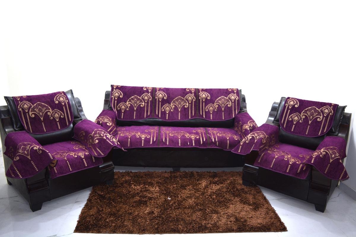 KINGLY Purple Sofa Cover with ARM Set of 12PC(3+1+1) Amazon.in Home