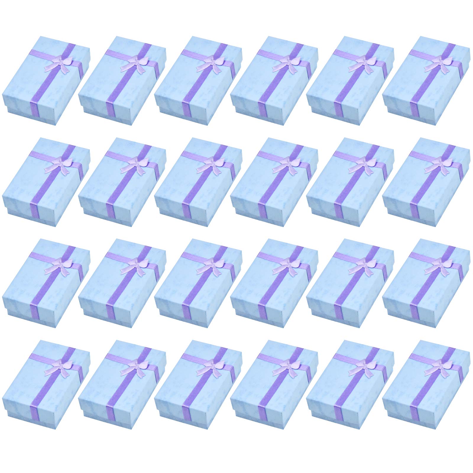 24 Pack Jewelry Gifts Boxes, Small Paper Gift Boxes with Bow-Knot, Rectangular Jewelry Display Box for Necklaces Earring Ring Bracelet Packaging Box (Purple)