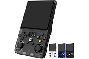 AQHH R36MAX Retro Gaming Console, Handheld Game Console with 4000mAh Battery 4.0”IPS Screen, Open Source Linux System, 64GB TF Card Portable Pocket Arcade, Transparent Black