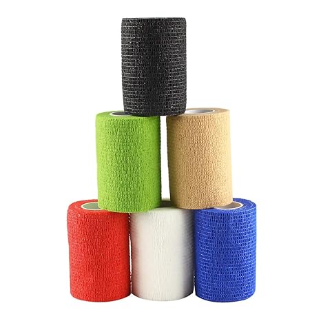 Andux Zone Selbstklebende Bandage 6 Rollen Elastische Cohesive Wrap-Verband Farbe Random ZZTXBD-01 (7.5cm*4.5m)