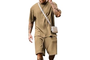 Babioboa Men's Short Sleeve Tracksuit Summer T Shirt & Shorts set 2 Pockets Oversize Two Piece Casual Daily Duty-off