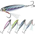 TRUSCEND Valuable Fishing Jigs of Captain's Favorite, Shiny Saltwater Spoons Perfect for Jigging, Slow Pitch Jig Catch More Fish, Durable and Well-Made Bass Salmon Tuna Fishing Lures with Sharp Hook