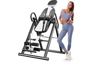YOLEO Gravity Heavy Duty Inversion Table with Headrest & Adjustable Protective Belt Back Stretcher Machine for Pain Relief Therapy