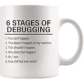 Panvola Stages Of Debugging Computer Programmer Gift Funny Programming Mug For Dad Husband Boyfriend Coworker From Wife Girlfriend Friends 11 oz White Coffee Cup