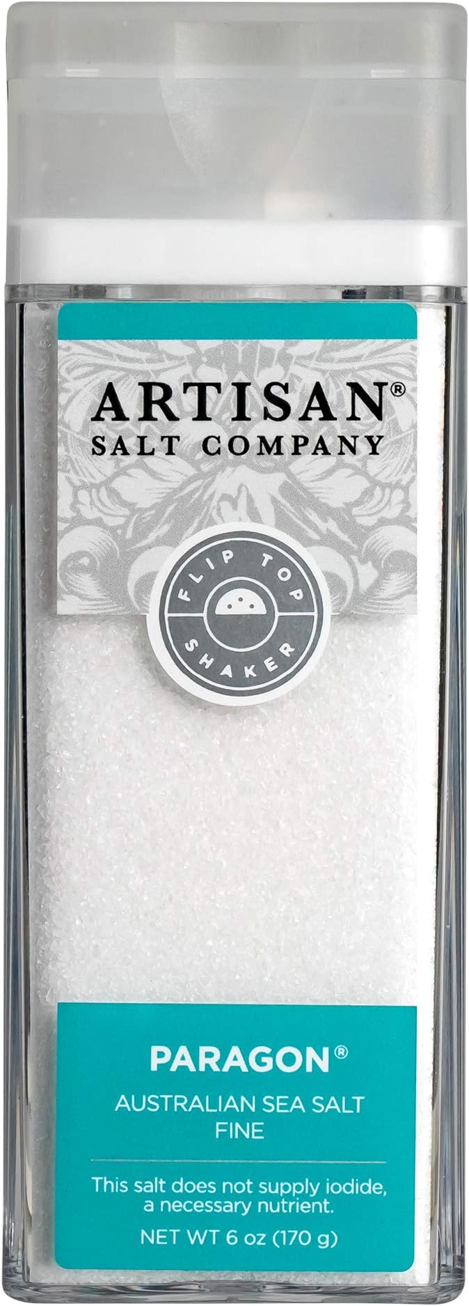 Artisan Salt Company Paragon Australian Sea Salt, Fine, Shaker Jar, 6 Ounce