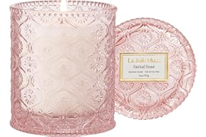 LA JOLIE MUSE Santal Rose Scented Candle – Saffron, Rose & Leather | 6 oz Natural Soy Wax | 40 Hours Clean Burn | Gift-Ready for Hosts & Gatherings | Elegant Home Decor