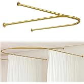 Zonon Gold U Shaped Room Divider Curtain Rod | 90.55" x 47.24" Rod, Privacy Divider, for Beauty Salon, Fitting Room(no Curtains, Wall-mounted with Expansion Screws)