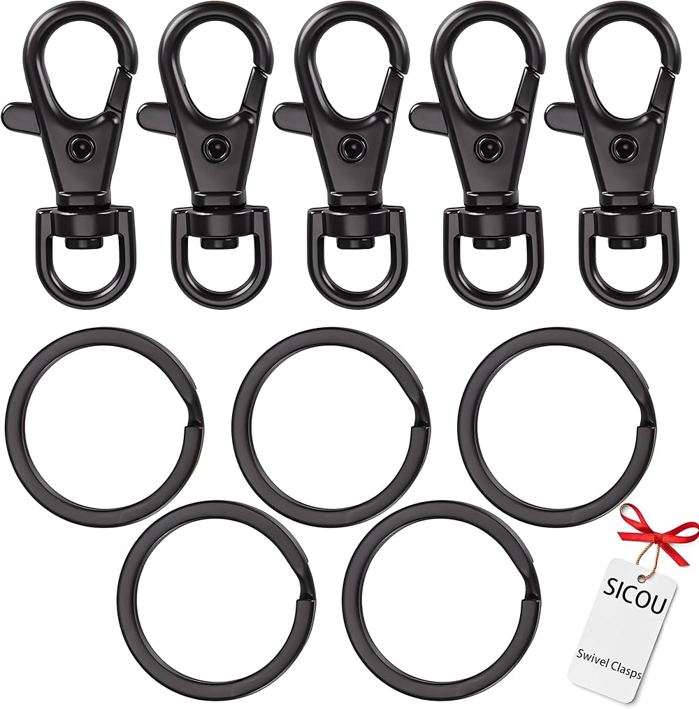 SICOU 5 Sets Keychain Hooks Swivel Clasps Metal Lobster Claw 1.5 Inch
