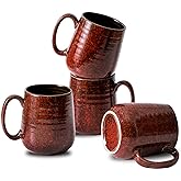 Hasense Red Coffee Mugs Set of 4, 12 oz Coffee Cups Ceramic, Latte Mug with Large Handle for Coffee, Tea, Milk and Chocolate,Easy Hold & Clean, Dishwasher & Microwave Safe