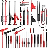 Goupchn 25PCS Silicone Multimeter Test Leads Kit with Replaceable Wire Piercing Probes Set, Alligator Clips, Test Hook Clips, Testing Tweezer for Digital Electrical Multimeter Testing