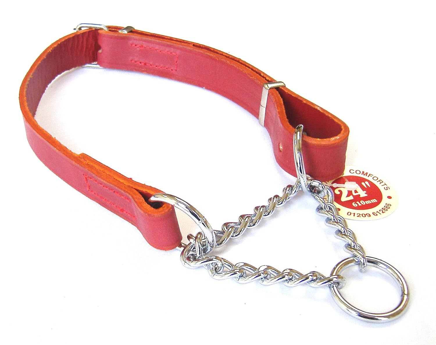 Leather Half Check Adjustable Dog Collar 4 Colours 4 Sizes (18" to 24
