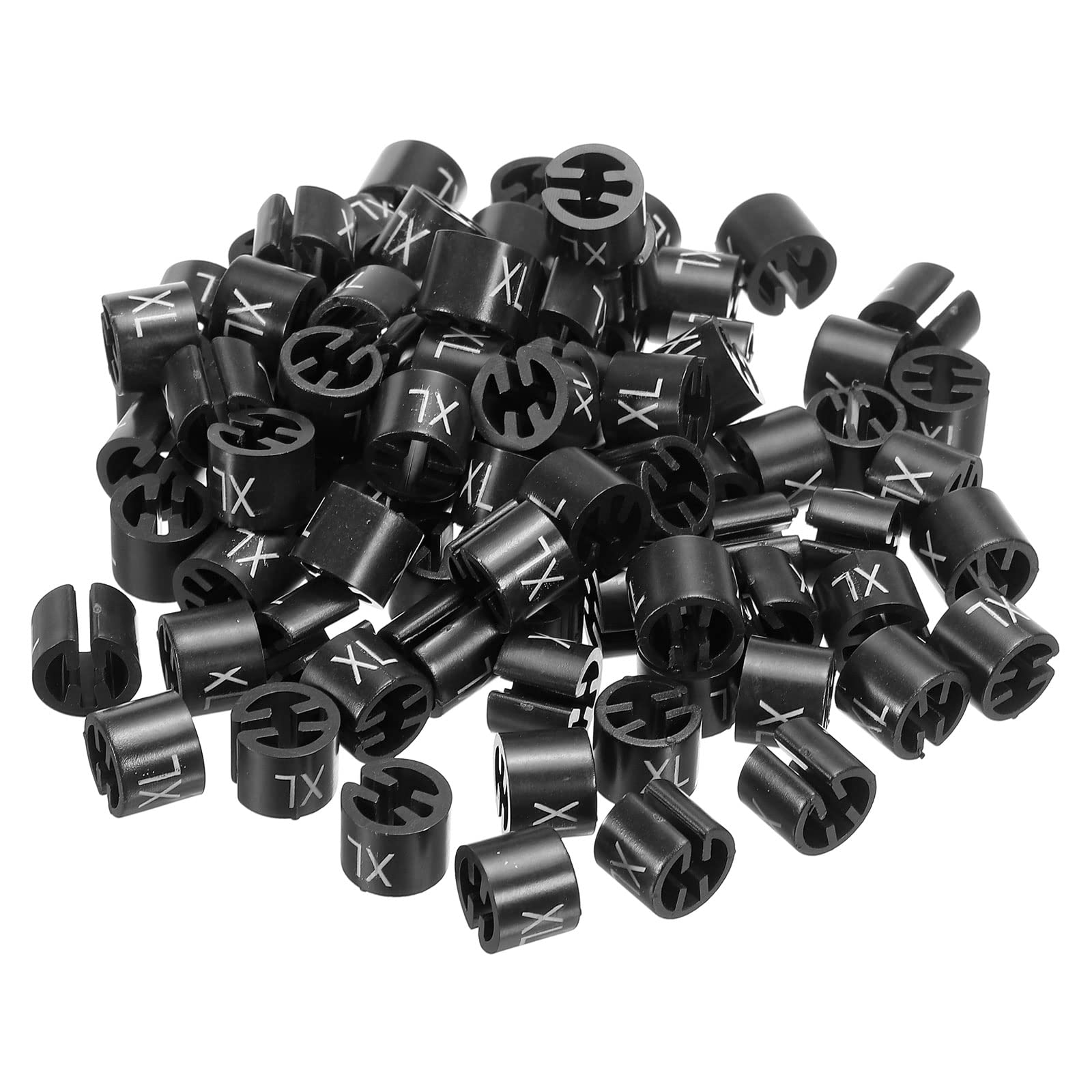 PATIKIL Clothes Hanger Marker XL Size Fit Hanger Rod for Garment Color Coding Black, Pack of 100