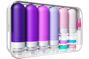 Quatish 20 Pack Travel Bottles for Toiletries, Original Patented, TSA Approved Travel Size Containers, Leak Proof Silicone Shampoo and Conditioner Bottles Women & Men, Airplane Essentials, Purple