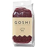 GOSHI Exfoliating Shower Sponge - Rip-Resistant, Rapid-Drying Exfoliating Bath Sponge for All Skin Types - Brick Red - Made in Japan