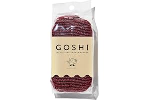 GOSHI Exfoliating Shower Sponge - Rip-Resistant, Rapid-Drying Exfoliating Bath Sponge for All Skin Types - Brick Red - Made in Japan