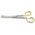 Cynamed TC Mayo Dissecting Scissors with Tungsten Carbide Inserts and Gold Rings - Long, Thick Precision Shears - Medical Grade Premium Quality Stainless Steel (5.5 in, Curved Blades)