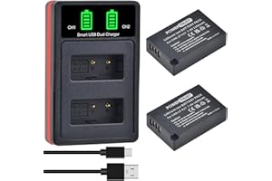PowerTrust Replacement LP-E17 Battery (2-Pack) and LCD Dual USB Charger Compatible with Canon EOS M3 EOS M5 EOS M6 200D 750D 
