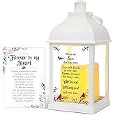 Baquler 1 Pcs Memorial Lantern Gifts with Card Bereavement Gift for Loss of Loved One Remembrance Sympathy White Handle Memory Lantern Presents with LED Candle and Card, Battery Included(Modern)