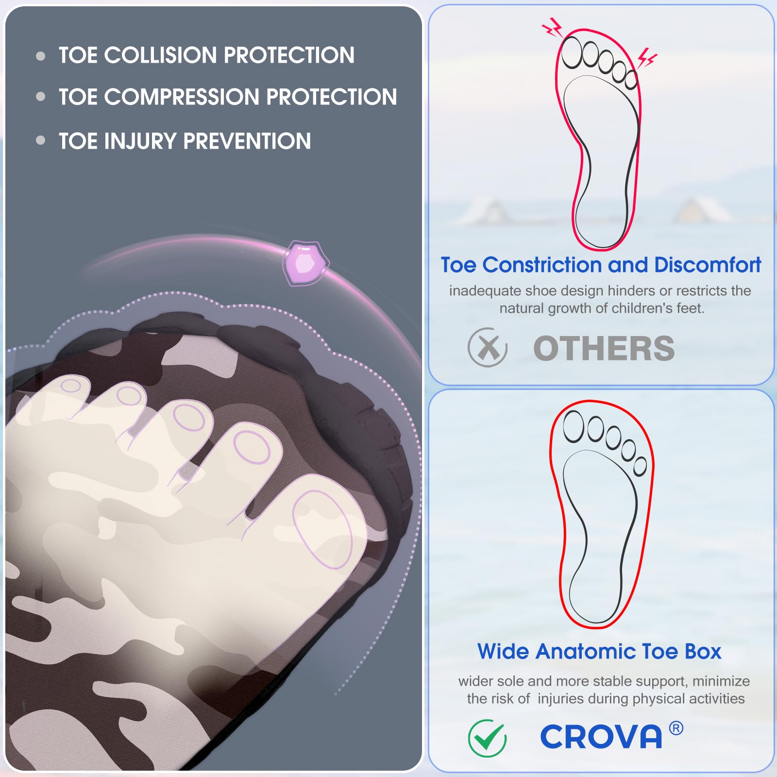 Built-in Heel Grips Water Shoes for Kids Girls Boys Hiking Wide Barefoot Swim Beach Pool Big Kid