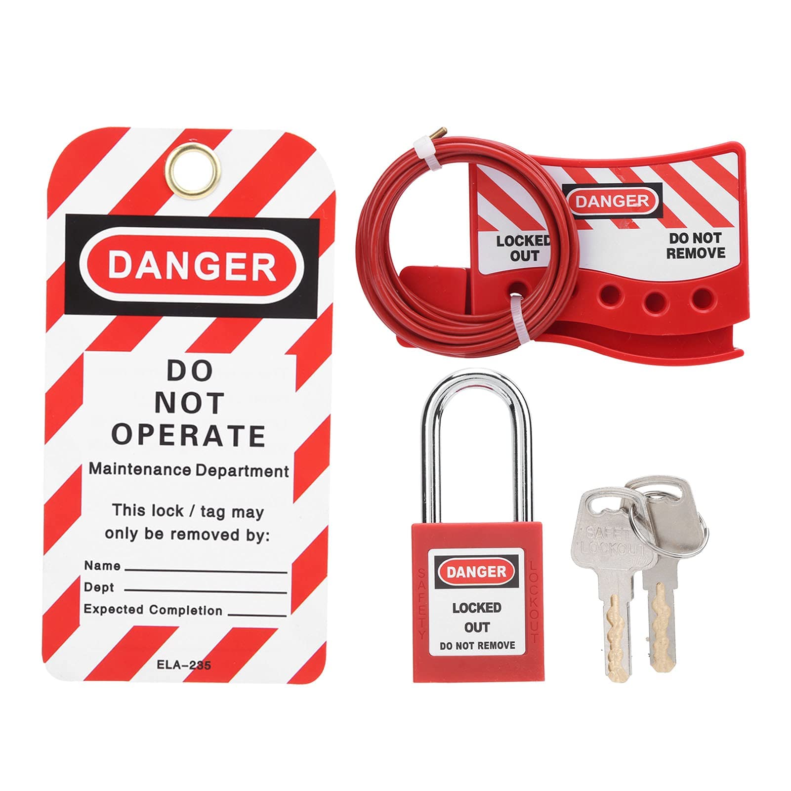 Lockout Padlock, Lockout Tagout Lock Kit, Electrical Lockout/TAGOUT KIT Lockout Lock Set with Padlock Warning Label Key for Industrial, Locks and Accessories