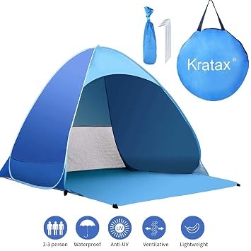 Kratax Pop Up Beach Tent For 1 3 Personrated Upf 50 For Uv Sun Protectionwaterproof Sun Shelters For Family Camping Fishing Picnic