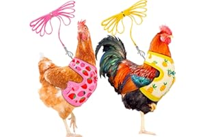 Frienda 2 Pcs Adjustable Chicken Harness and Leash Set Spring Summer Comfortable Elastic Hen Vest Breathable Harness for Hens