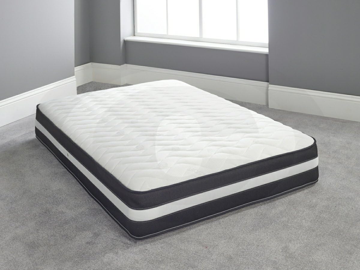 Bed Centre 3D Spring Memory Mattress for Comfort Sleep Solution 4Ft6 Double, White and Black, Double (4'6)