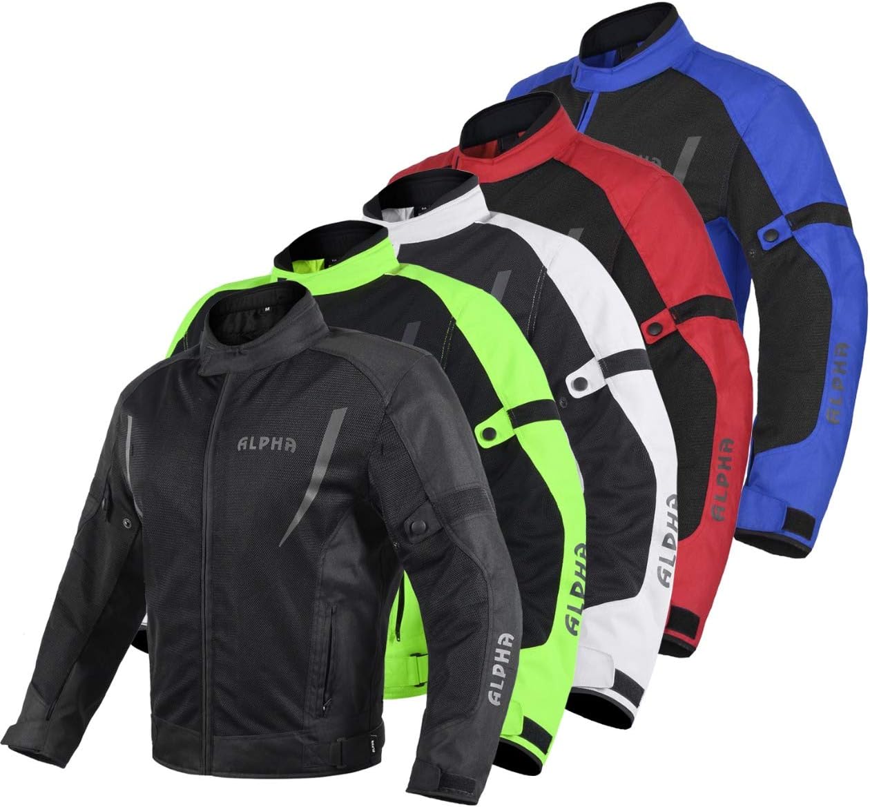 HI VIS MESH MOTORCYCLE JACKET FOR MENS RIDING BIKERS RACING DUAL SPORTS BIKE ARMORED PROTECTIVE… (BLACK, X-LARGE): Automotive