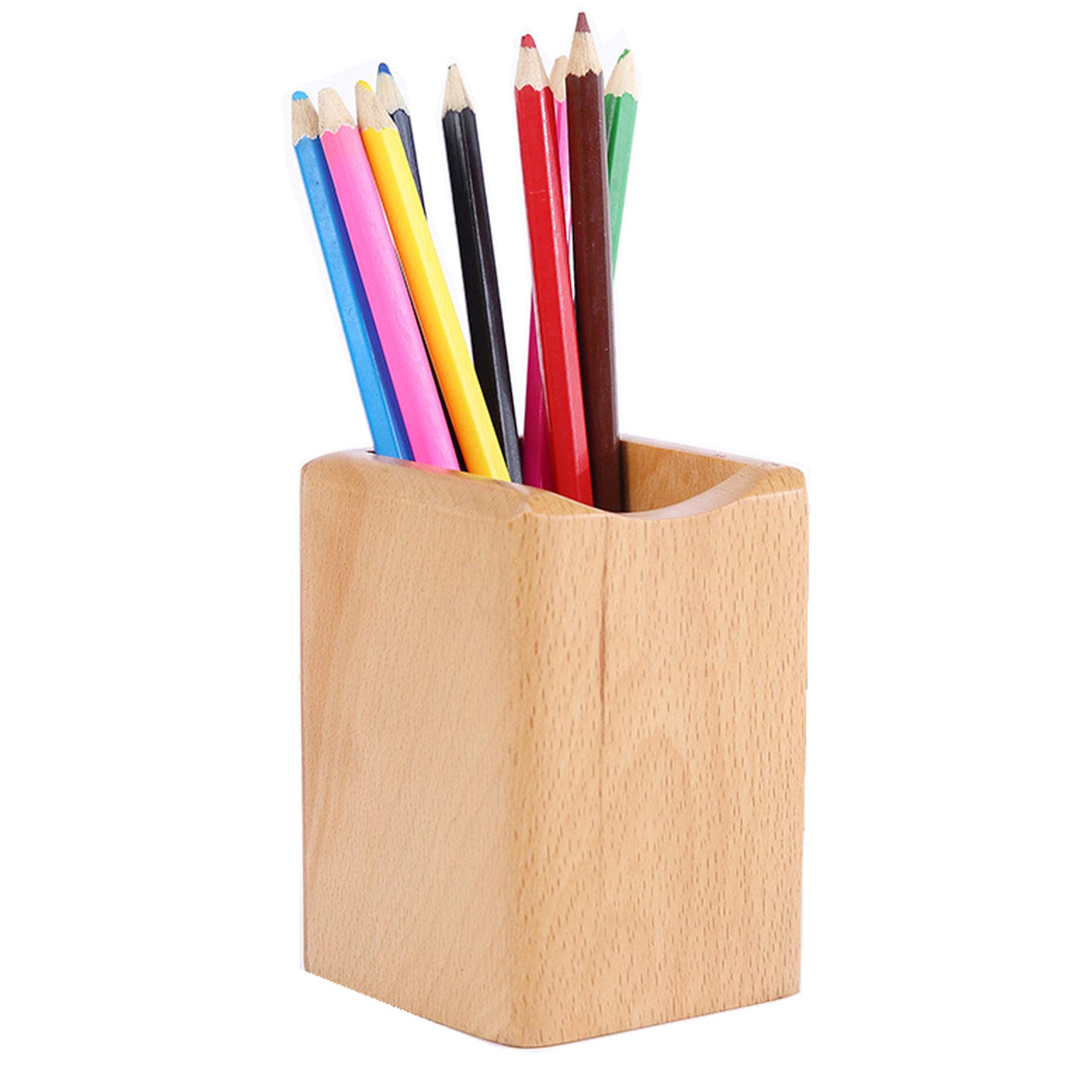 Schneespitze Pen Holder,Wooden Pen Holder Bamboo Pen Holder,Office Desk Tidy Organizer,Container Storage Box,Multi-Function Pencil Pot Organizer Organizer