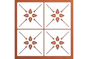 LEYHOONEY 4 Pieces 8 x 8 Inches Tile Stencil Floor Stencils Reusable Wall Stencils for Painting Walls, Floors, Tile, Wood, Boho Art Drawing Templates for Painting Front Porch, Concrete Patios (Floral Style)