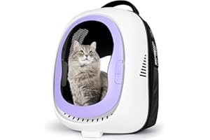 DROFELY Cat Backpack Carrier for Travel Large Carrier Bag Purple, Cat Dog Backpack for Outdoor Hiking, Walking,Lightweight & Spacious，Hard-Shelled Pet Carrier Backpack for Puppies & Rabbits