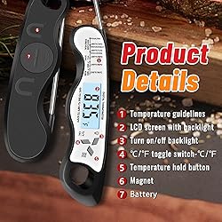 Meat Thermometer, IP67 Waterproof Digital Meat