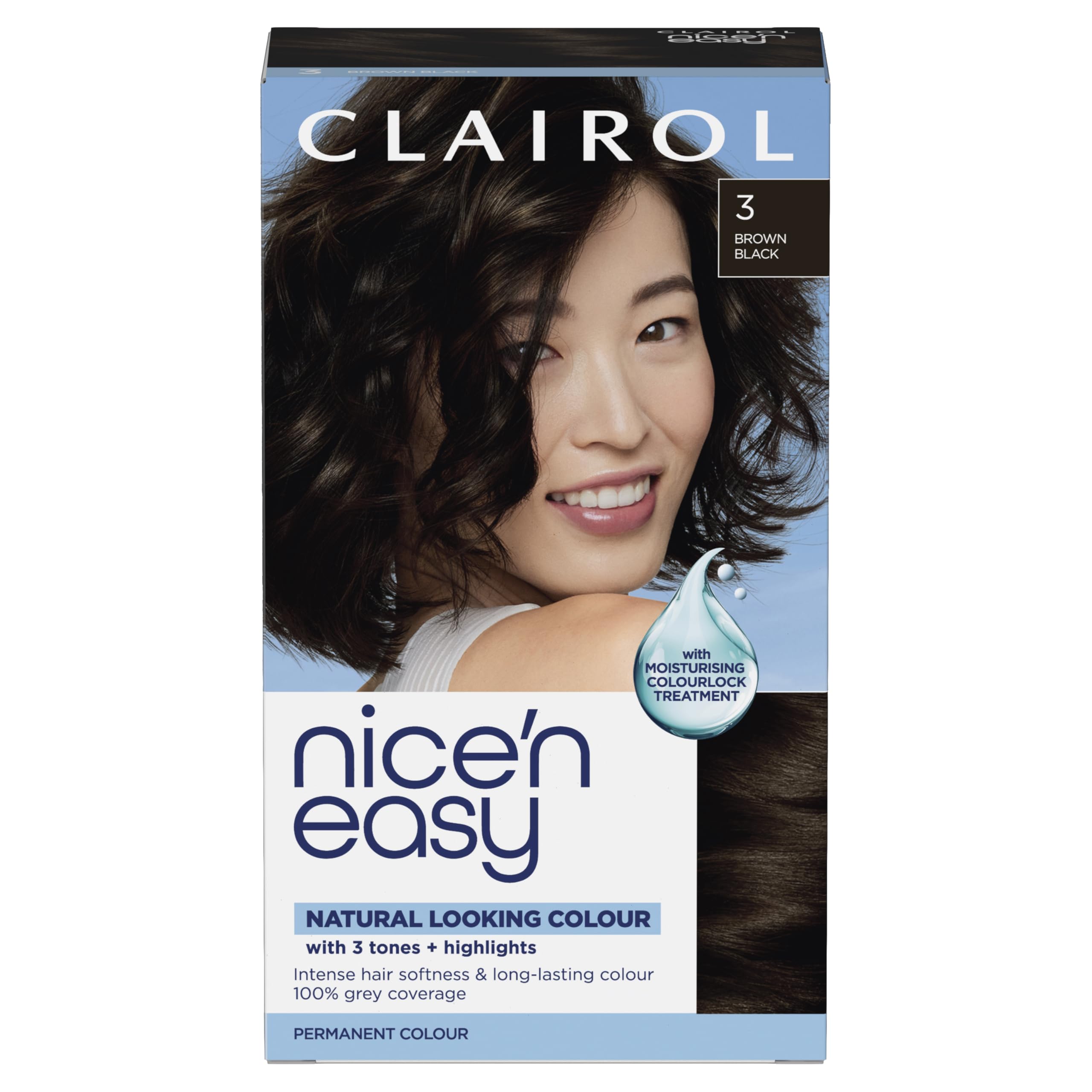 CLAIROL NICE'N EASY CRÈME PERMANENT HAIR DYE - 3 BROWN BLACK