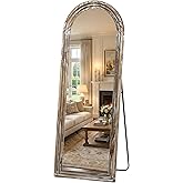 Pocetry Arched Full Length Floor Mirror 63"x21", Triple-Layer Solid Wood Frame, Rustic White Farmhouse Full Body Mirror with Stand for Bedroom, Living Room, Entryway & Hallway Home Decor