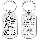 Yobent 14th Birthday Gifts for Teen Boys Men 2012, Happy 14th Birthday Keychain, 14 Year Old Bday Gifts for Her Women, The Legend Was Born in 2012