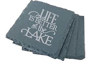 Life is Better at the Lake Slate Coasters Set, Lake House Decor, Lakehouse Gifts