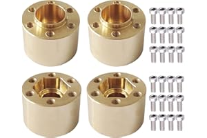 AMOGOT 4Pcs Brass Weights RC 12mm Hex Wheel Hub Adapters for 1.9/2.2inch Beadlock Wheel Rim Widen Adapter Axial Scx10 90046 Trx4 Wraith Gen7 Gen8 D90 CC01 1/10 RC Crawler (15mm W)